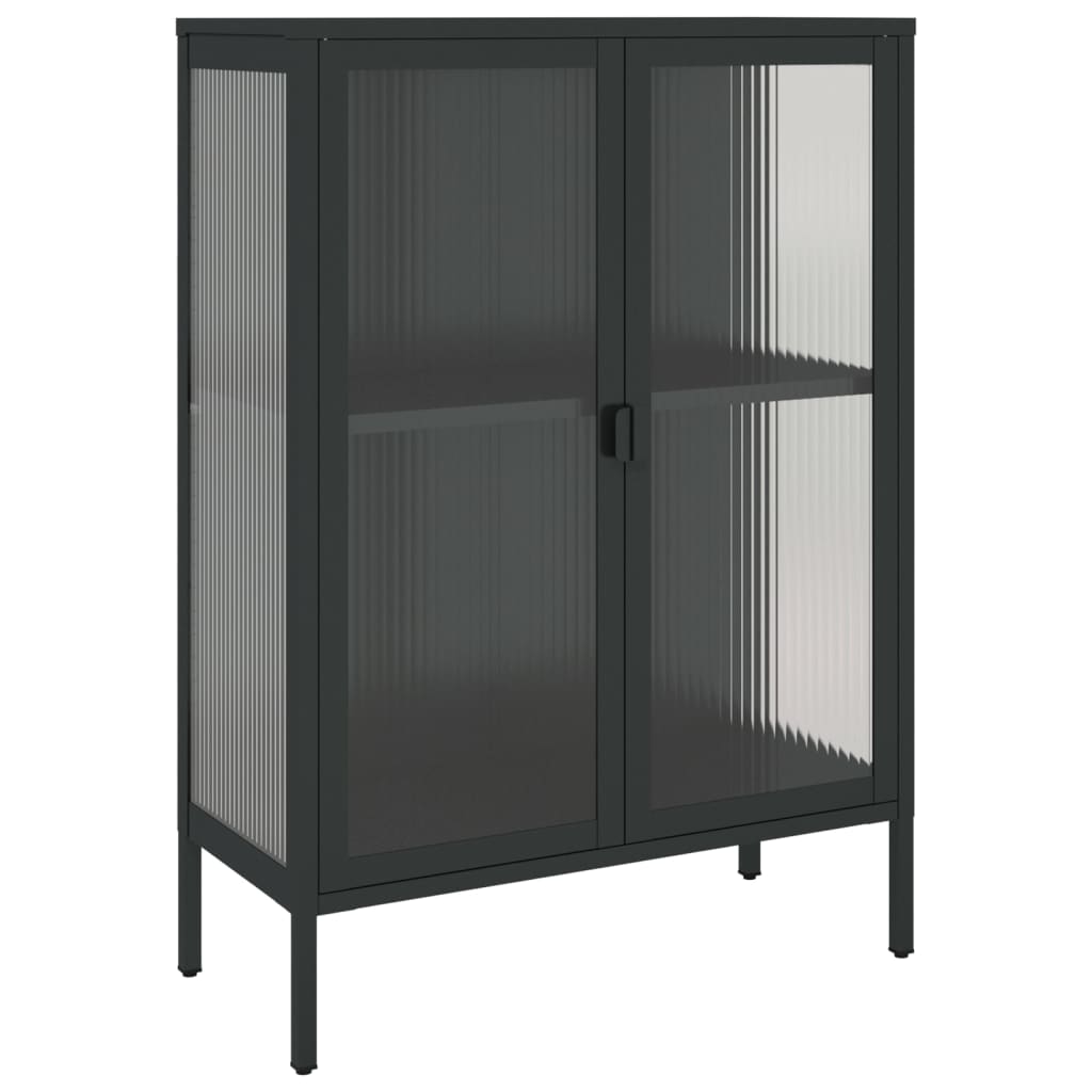 Kumode, 75X35X105 Cm, Stikls Un Tērauds, Melna