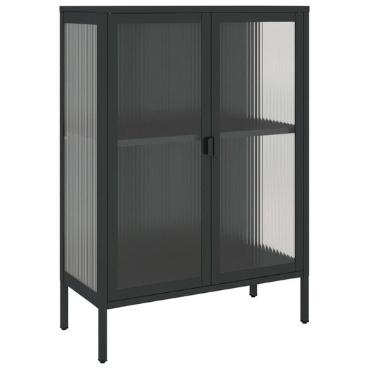 Kumode, 75X35X105 Cm, Stikls Un Tērauds, Melna