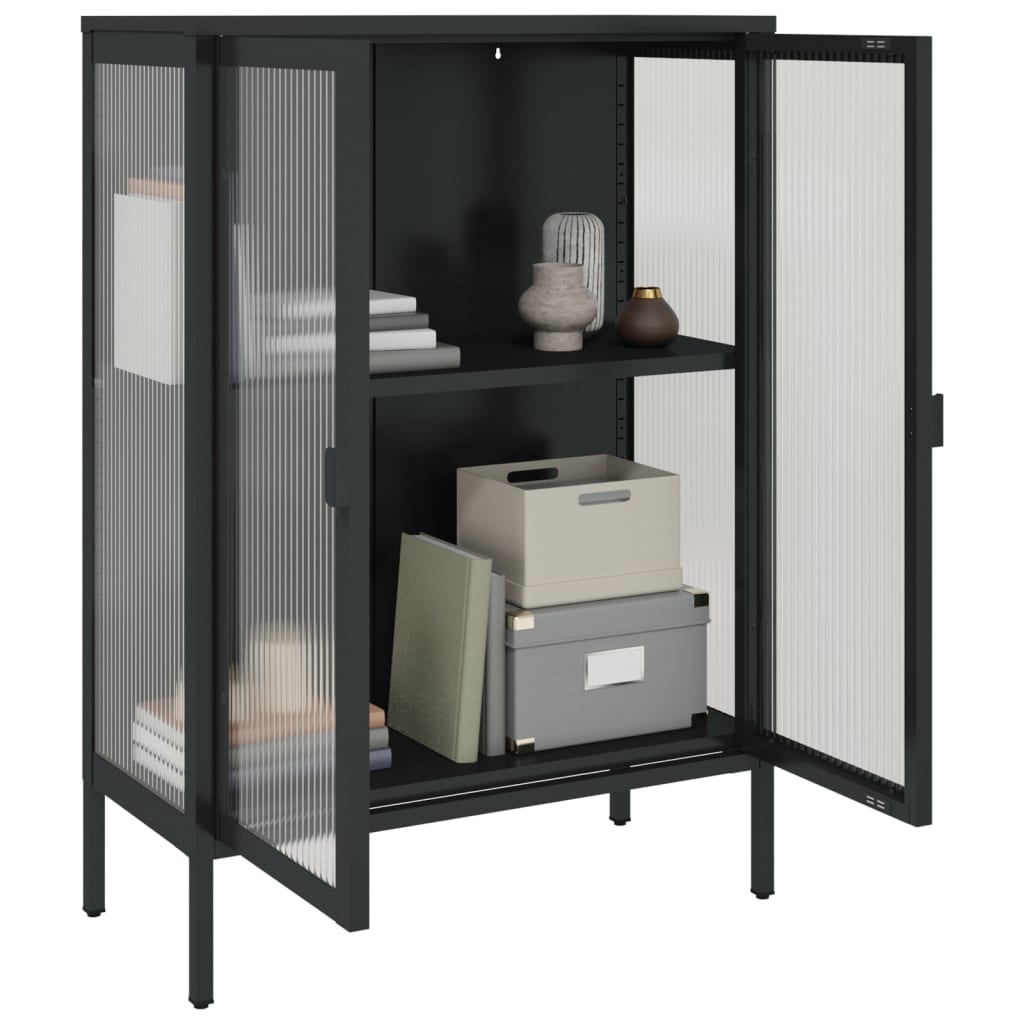 Kumode, 75X35X105 Cm, Stikls Un Tērauds, Melna