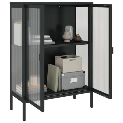 Kumode, 75X35X105 Cm, Stikls Un Tērauds, Melna