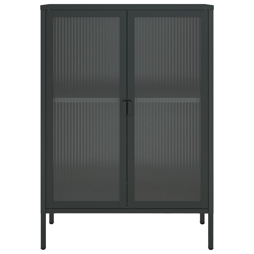 Kumode, 75X35X105 Cm, Stikls Un Tērauds, Melna