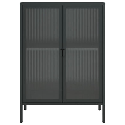 Kumode, 75X35X105 Cm, Stikls Un Tērauds, Melna