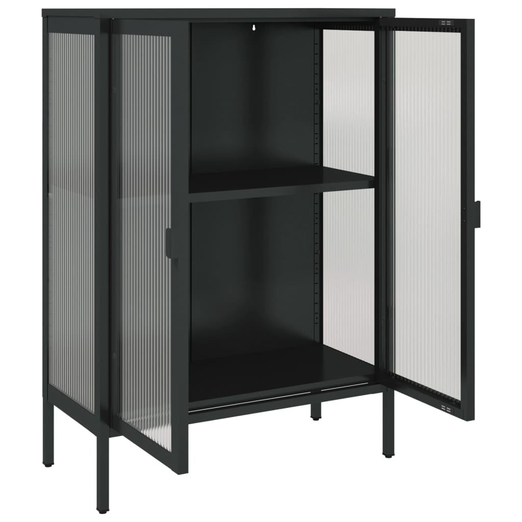 Kumode, 75X35X105 Cm, Stikls Un Tērauds, Melna