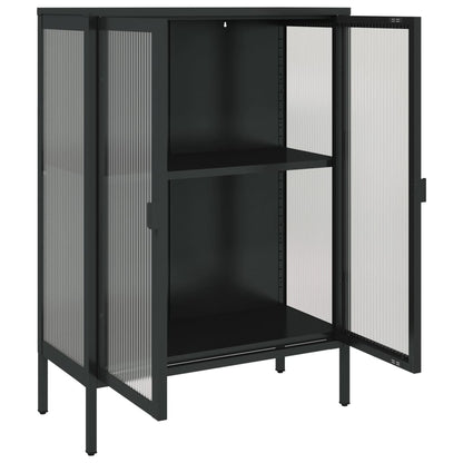 Kumode, 75X35X105 Cm, Stikls Un Tērauds, Melna