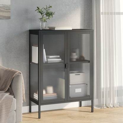 Kumode, 75X35X105 Cm, Stikls Un Tērauds, Melna
