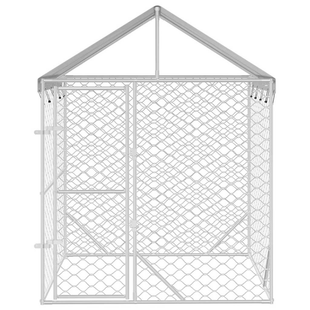Suņu Voljērs Ar Jumtu, Sudraba Krāsā, 2X2X2,5M, Cinkots Tērauds