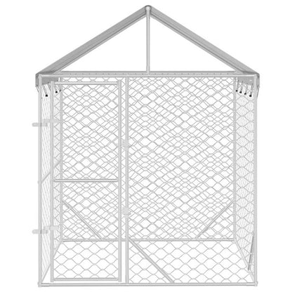 Suņu Voljērs Ar Jumtu, Sudraba Krāsā, 2X2X2,5M, Cinkots Tērauds