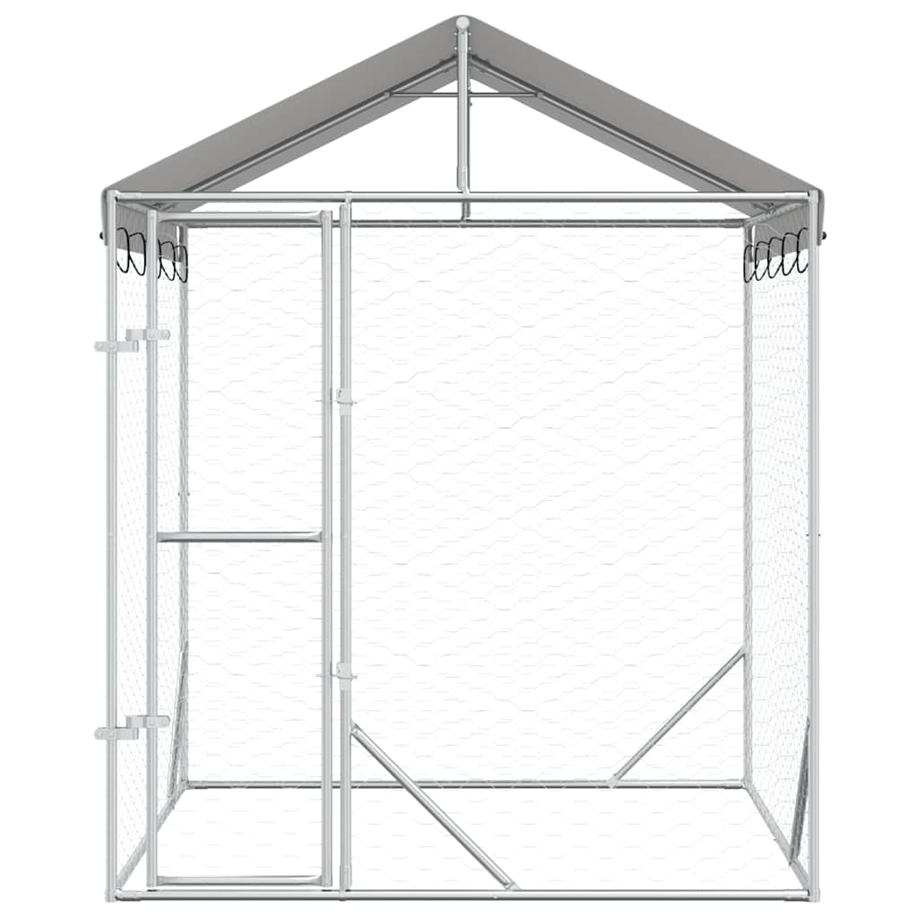 Suņu Voljērs Ar Jumtu, Sudraba Krāsā, 2X2X2,5M, Cinkots Tērauds