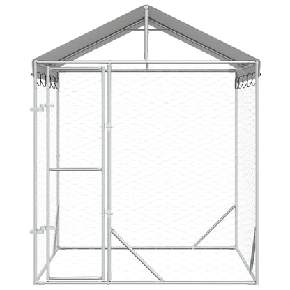 Suņu Voljērs Ar Jumtu, Sudraba Krāsā, 2X2X2,5M, Cinkots Tērauds