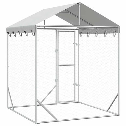 Suņu Voljērs Ar Jumtu, Sudraba Krāsā, 2X2X2,5M, Cinkots Tērauds