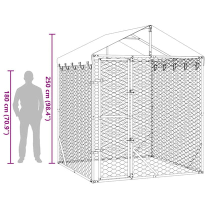 Suņu Voljērs Ar Jumtu, Sudraba Krāsā, 2X2X2,5M, Cinkots Tērauds
