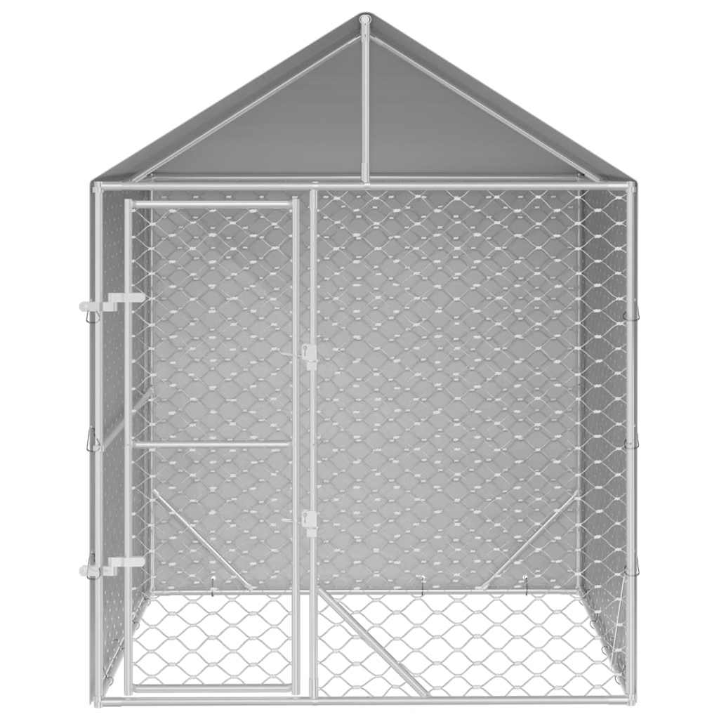 Suņu Voljērs Ar Jumtu, Sudraba Krāsā, 2X2X2,5M, Cinkots Tērauds
