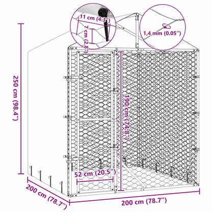 Suņu Voljērs Ar Jumtu, Sudraba Krāsā, 2X2X2,5M, Cinkots Tērauds
