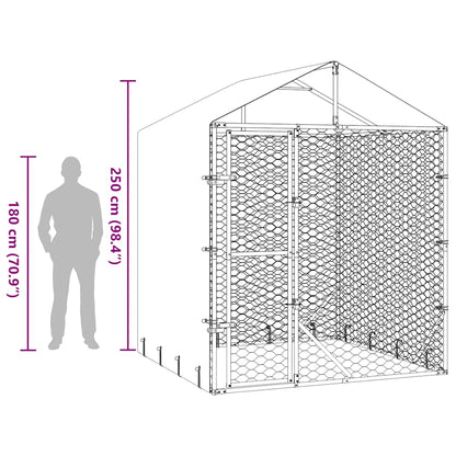 Suņu Voljērs Ar Jumtu, Sudraba Krāsā, 2X2X2,5M, Cinkots Tērauds