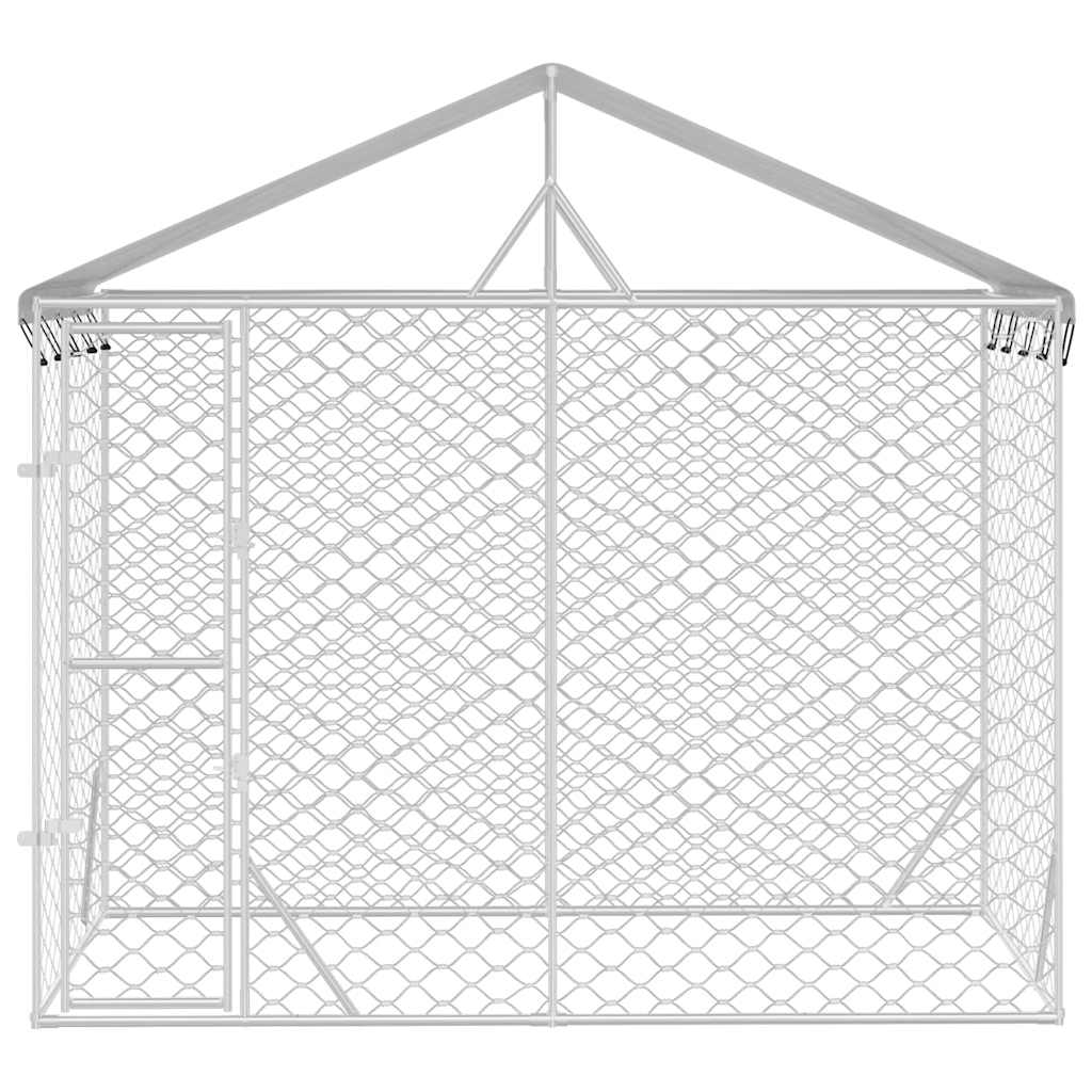 Suņu Voljērs Ar Jumtu, Sudrabains, 3X1,5X2,5 M, Cinkots Tērauds