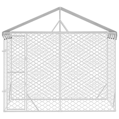 Suņu Voljērs Ar Jumtu, Sudrabains, 3X1,5X2,5 M, Cinkots Tērauds