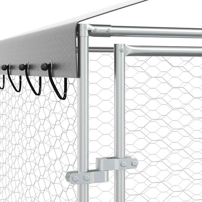 Suņu Voljērs Ar Jumtu, Sudrabains, 3X1,5X2,5 M, Cinkots Tērauds