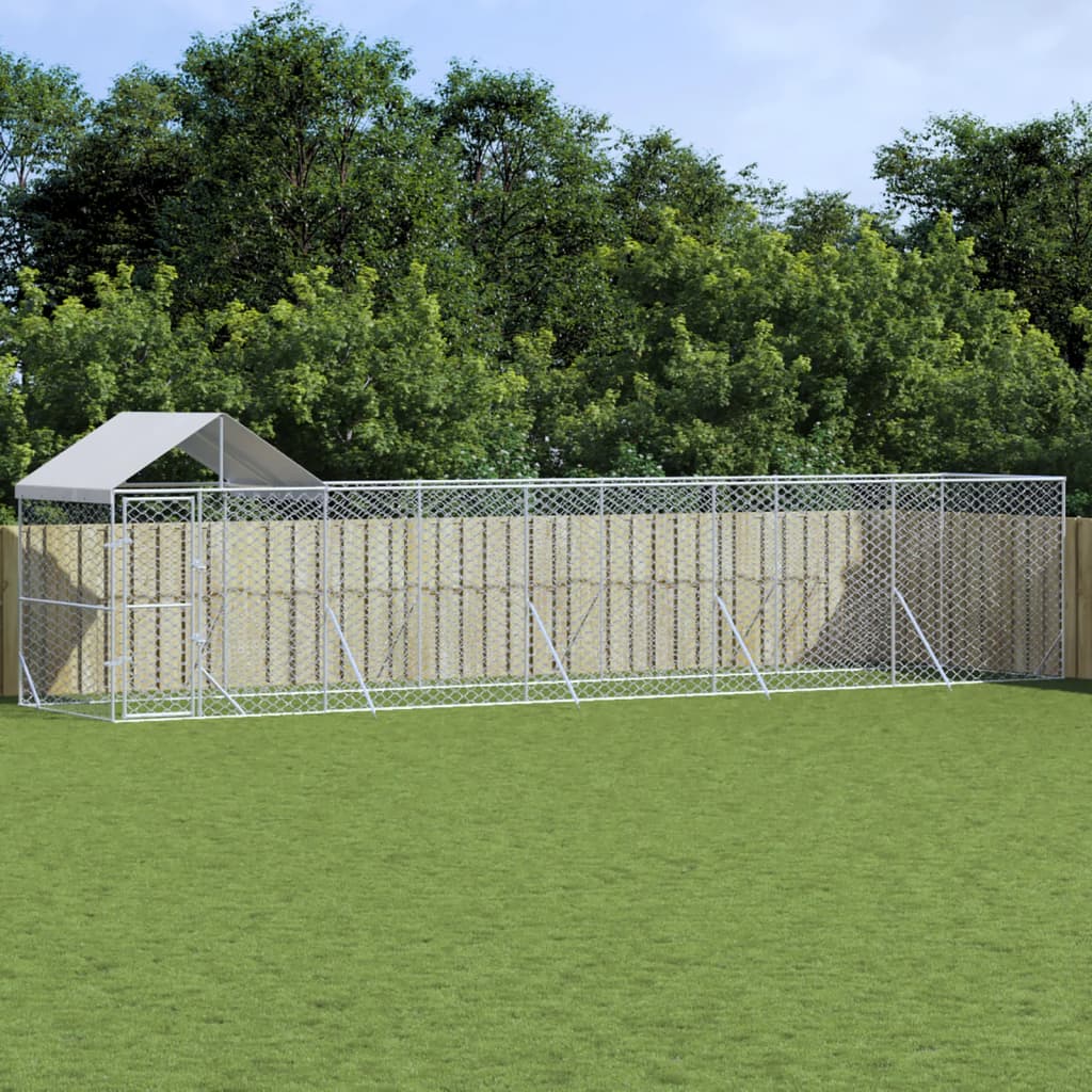 Suņu Voljērs Ar Jumtu, Sudraba Krāsā, 2X2X2,5M, Cinkots Tērauds