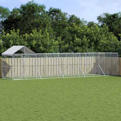 Suņu Voljērs Ar Jumtu, Sudraba Krāsā, 2X2X2,5M, Cinkots Tērauds