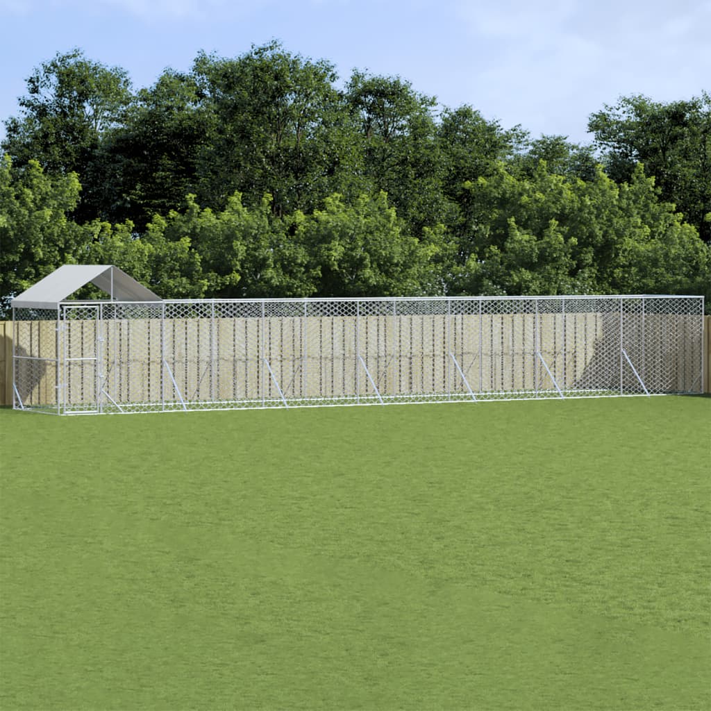 Suņu Voljērs Ar Jumtu, Sudraba Krāsā, 2X2X2,5M, Cinkots Tērauds