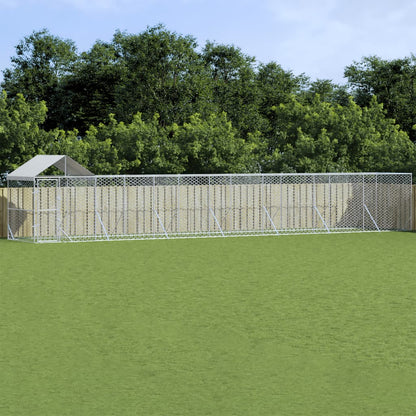 Suņu Voljērs Ar Jumtu, Sudraba Krāsā, 2X2X2,5M, Cinkots Tērauds