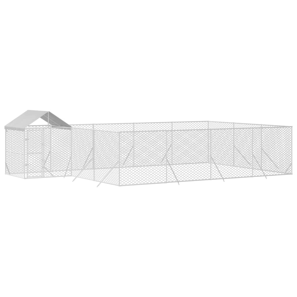 Suņu Voljērs Ar Jumtu, 10X6X2,5M, Cinkots Tērauds,Sudraba Krāsā