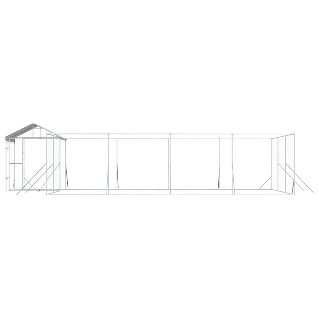 Suņu Voljērs Ar Jumtu, 10X6X2,5M, Cinkots Tērauds,Sudraba Krāsā