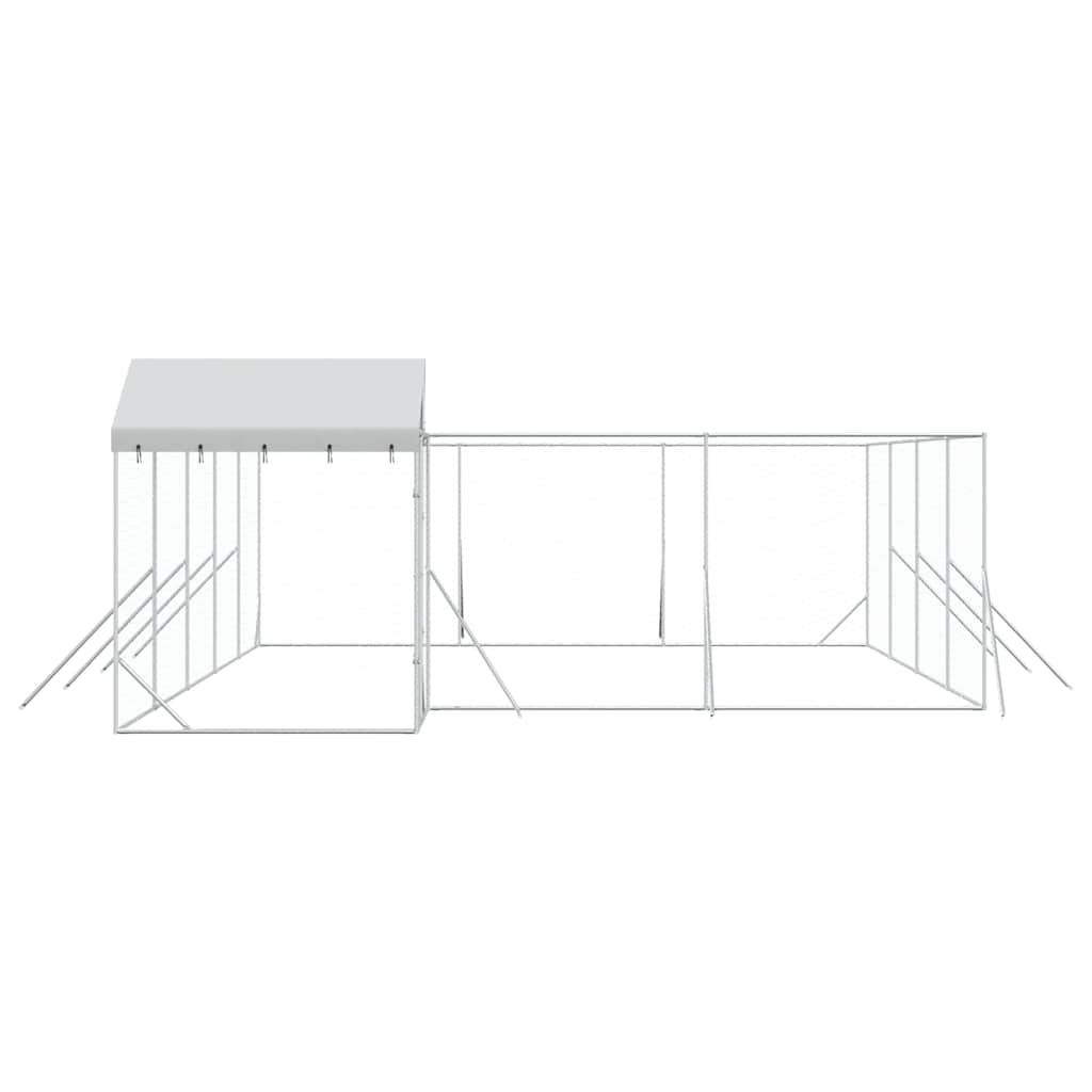 Suņu Voljērs Ar Jumtu, 10X6X2,5M, Cinkots Tērauds,Sudraba Krāsā