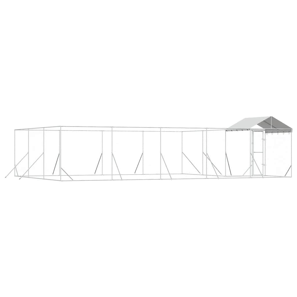 Suņu Voljērs Ar Jumtu, 10X6X2,5M, Cinkots Tērauds,Sudraba Krāsā