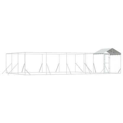 Suņu Voljērs Ar Jumtu, 10X6X2,5M, Cinkots Tērauds,Sudraba Krāsā