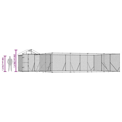 Suņu Voljērs Ar Jumtu, 10X6X2,5M, Cinkots Tērauds,Sudraba Krāsā