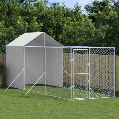 Suņu Voljērs Ar Jumtu, Sudraba Krāsā, 2X2X2,5M, Cinkots Tērauds