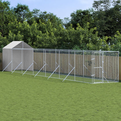 Suņu Voljērs Ar Jumtu, Sudraba Krāsā, 2X2X2,5M, Cinkots Tērauds