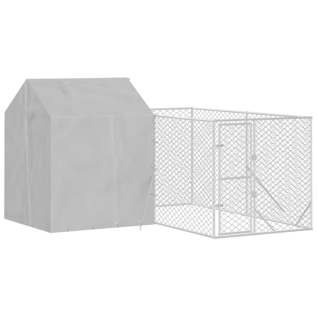 Suņu Voljērs Ar Jumtu, 4X4X2,5M, Cinkots Tērauds, Sudraba Krāsā