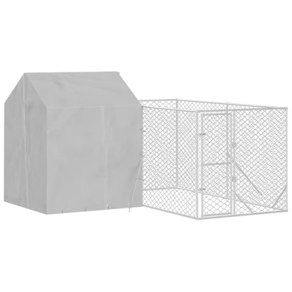 Suņu Voljērs Ar Jumtu, 4X4X2,5M, Cinkots Tērauds, Sudraba Krāsā