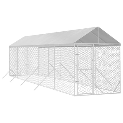 Suņu Voljērs Ar Jumtu, 2X10X2,5M, Cinkots Tērauds,Sudraba Krāsā