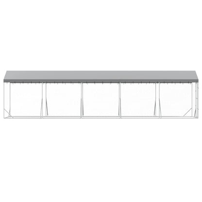 Suņu Voljērs Ar Jumtu, 2X10X2,5M, Cinkots Tērauds,Sudraba Krāsā