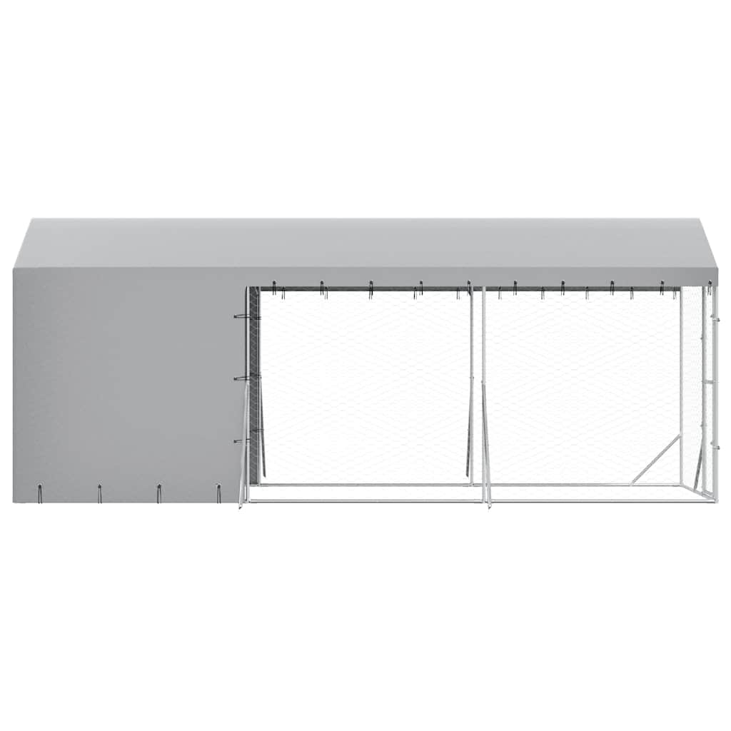 Suņu Voljērs Ar Jumtu, 2X6X2,5M, Cinkots Tērauds, Sudraba Krāsā