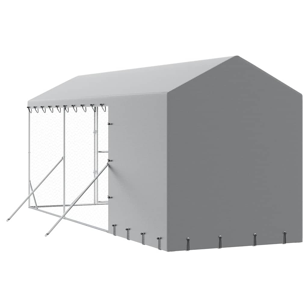 Suņu Voljērs Ar Jumtu, 2X6X2,5M, Cinkots Tērauds, Sudraba Krāsā