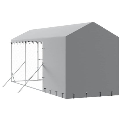 Suņu Voljērs Ar Jumtu, 2X6X2,5M, Cinkots Tērauds, Sudraba Krāsā