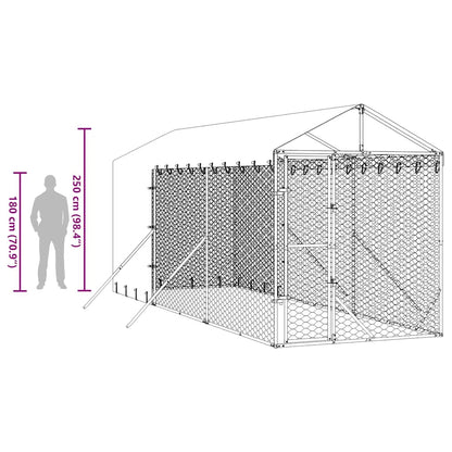 Suņu Voljērs Ar Jumtu, 2X6X2,5M, Cinkots Tērauds, Sudraba Krāsā