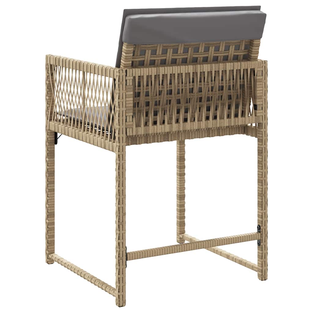 Dārza Krēsli Ar Matračiem, 4 Gab., Bēša Polietilēna Rotangpalma