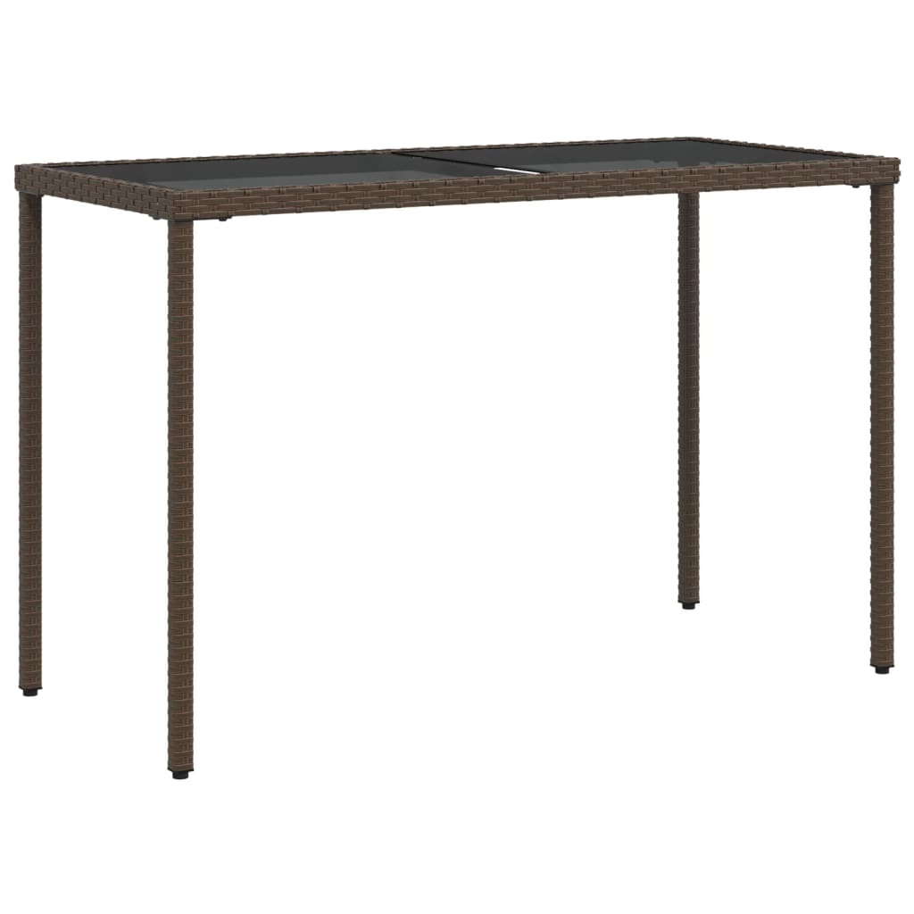 Dārza Galds, Stikla Virsma, Brūns, 115X54X74 Cm, Pe Rotangpalma