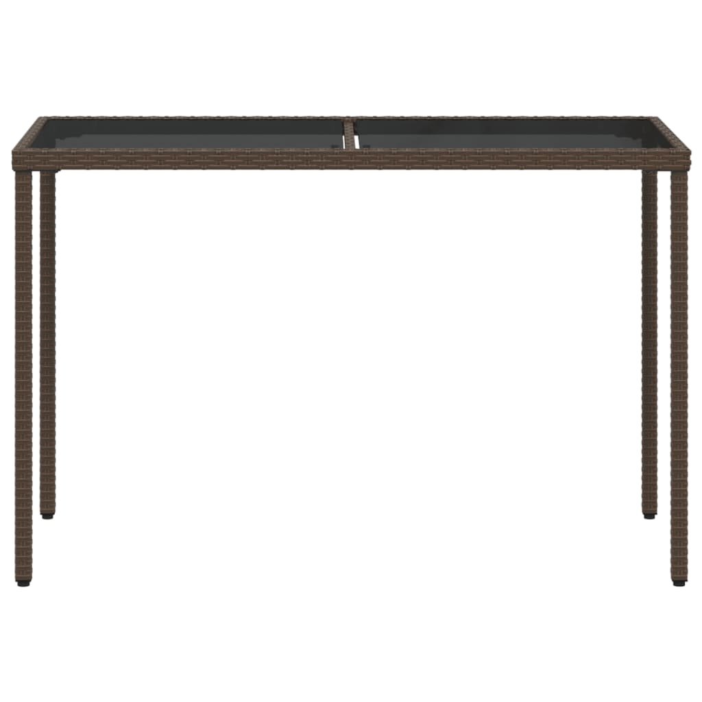 Dārza Galds, Stikla Virsma, Brūns, 115X54X74 Cm, Pe Rotangpalma