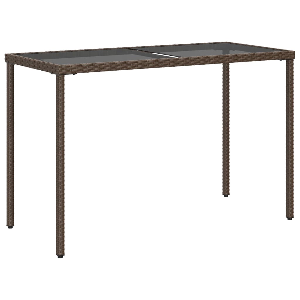 Dārza Galds, Stikla Virsma, Brūns, 115X54X74 Cm, Pe Rotangpalma