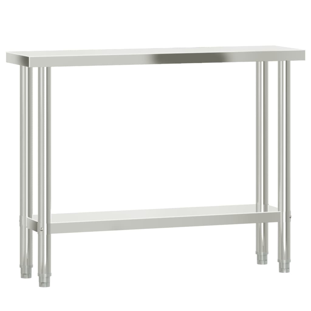 Virtuves Darba Galds Ar Plauktu, 110X30X120 Cm, Tērauds
