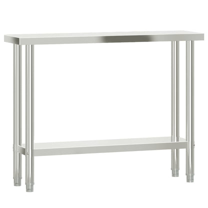 Virtuves Darba Galds Ar Plauktu, 110X30X120 Cm, Tērauds