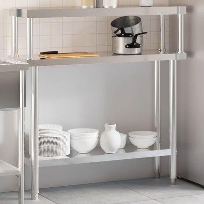 Virtuves Darba Galds Ar Plauktu, 110X30X120 Cm, Tērauds