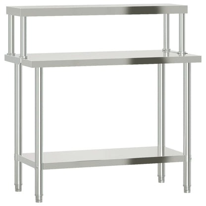 Virtuves Darba Galds Ar Plauktu, 110X55X120 Cm, Tērauds