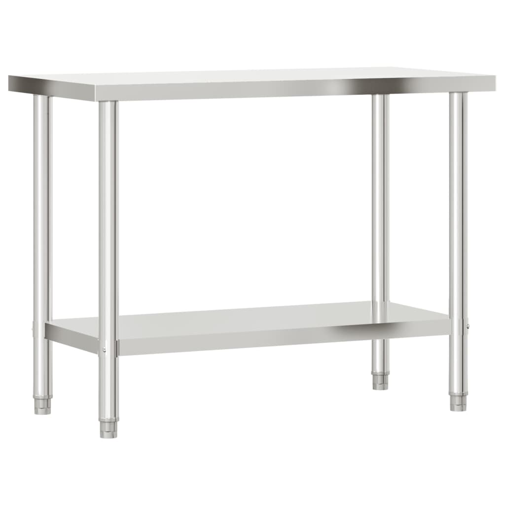 Virtuves Darba Galds Ar Plauktu, 110X55X120 Cm, Tērauds